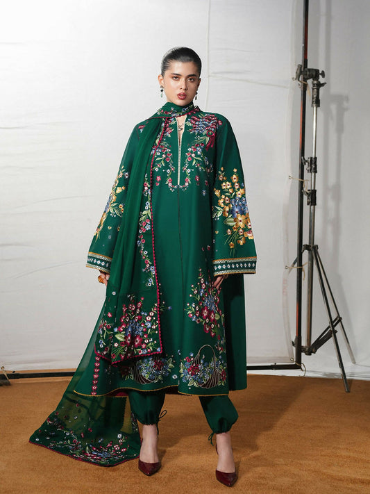 Jugnu by Hussain Rehar The Reserved View SS/Edit I Cotton Embroidered Unstitched 3-Piece Suit-Bezan
