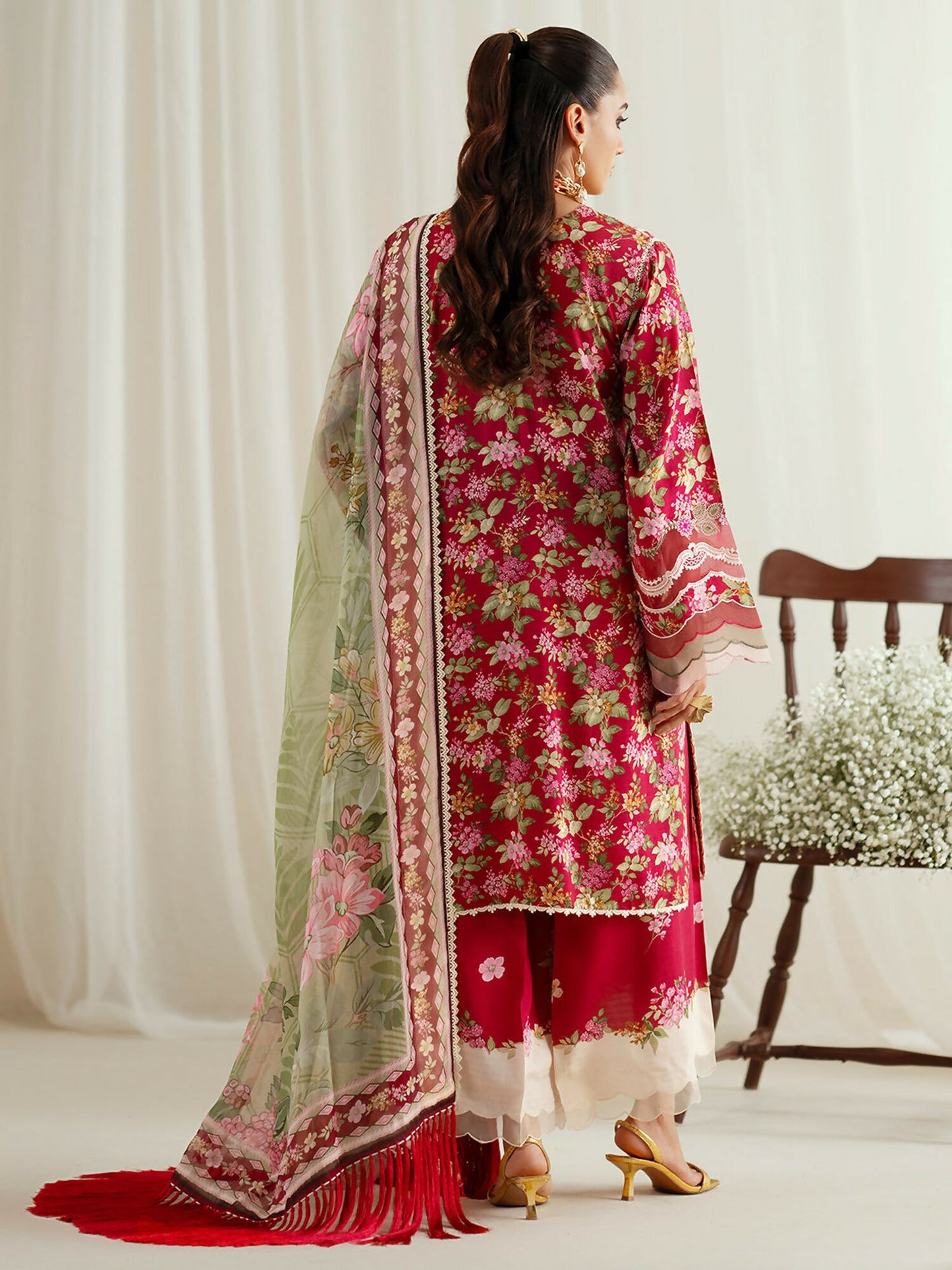 Binilyas Eres Bonita Viscose Embroidered Stitched 3-Piece Suit-1107-B