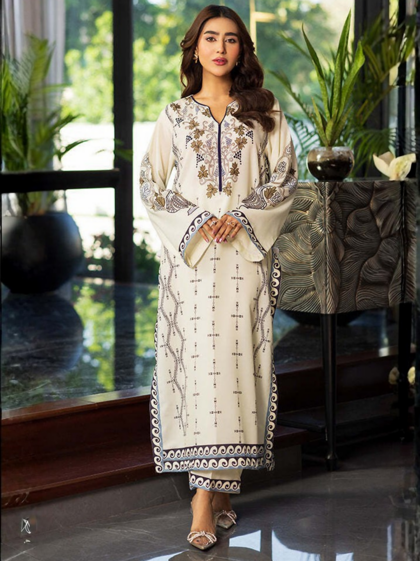 MH Cloth House Poly Lawn Printed Stitched 2-Piece Suit-Zaibunisa