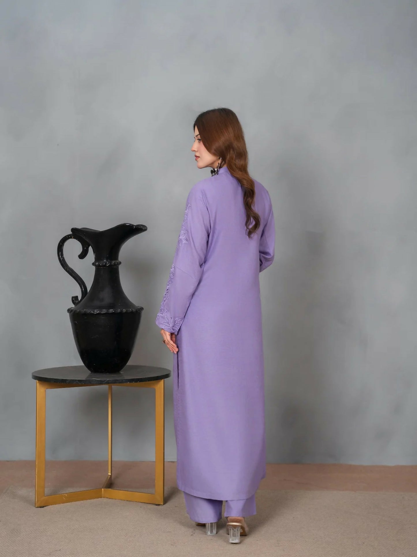 Stylish Collection Musk Linen Embroidered Co-Ord Set-Soofia