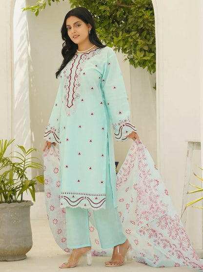 Stylish Collection Serene Summer Lawn Cotton Embroidered Stitched 3-Piece Suit-Pakeeza