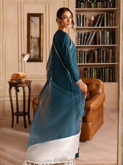 Allure By IH Luxury Pret Raw Silk Embellished Stitched 3-Piece Suit-Lucine