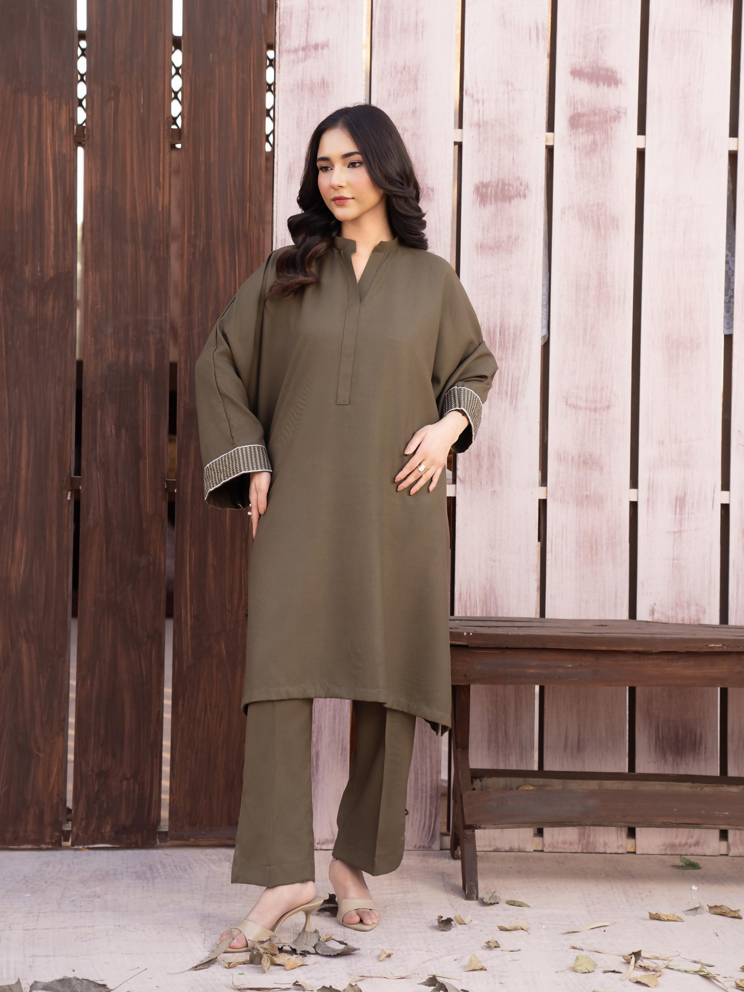 Panache Apparel Winter Core Linen Embroidered Stitched Suit-Butterfly