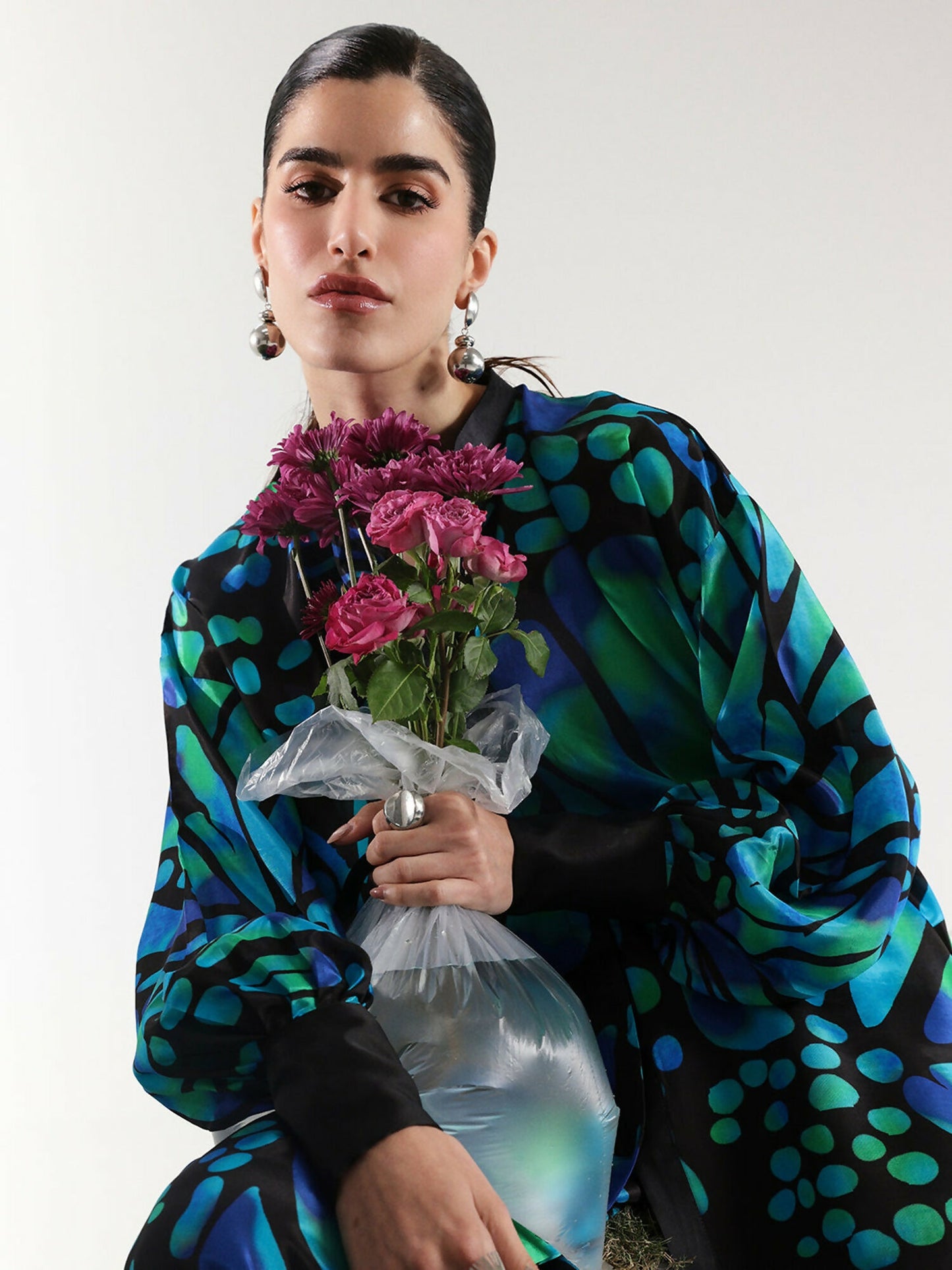 Binilyas Silk Digital Printed Co-Ord Set-30096
