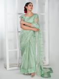 Imran Aftab Lux Winter Wedding Organza Embroidered Unstitched Saree-IASC-30