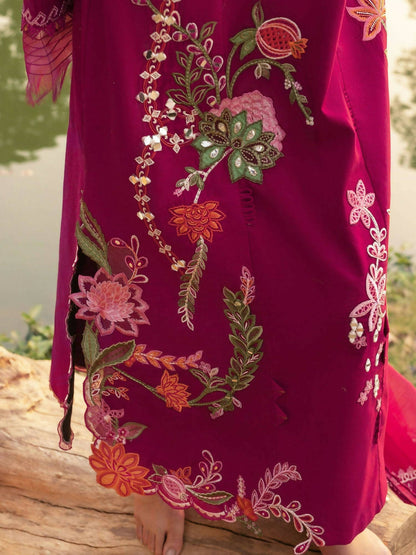 Crimson Tasawar Lawn Embroidered Unstitched 3-Piece Suit-Mirror Garden-D3A