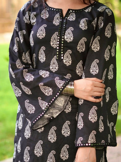Tehzeeb Libas Linen Printed Stitched 2-Piece Suit-MEHRU