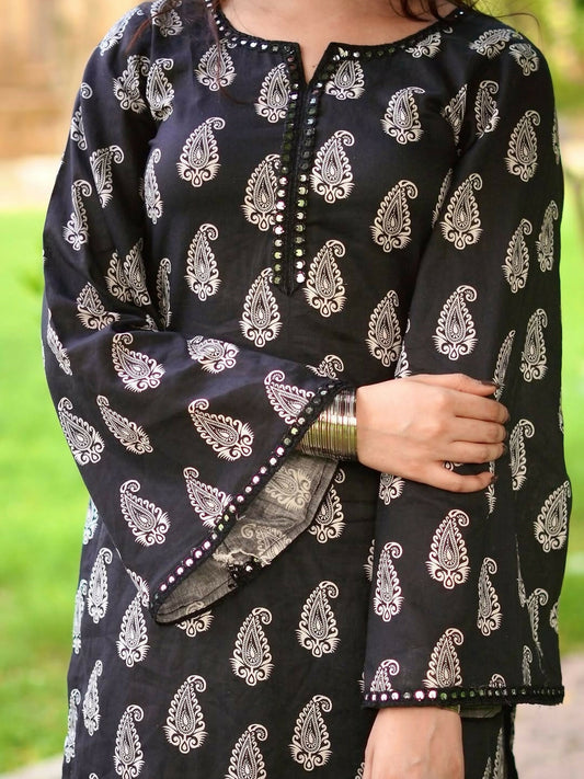Tehzeeb Libas Linen Printed Stitched 2-Piece Suit-MEHRU