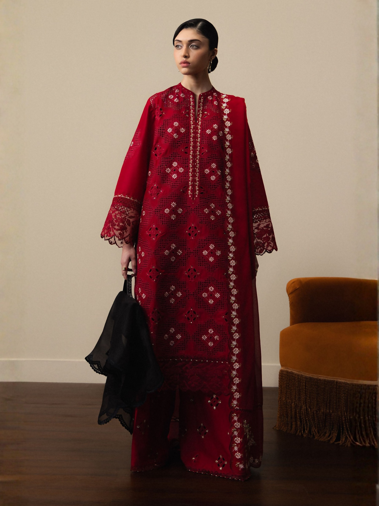 Zara ShahJahan Satori'26 Lawn Embroidered Unstitched 3-Piece Suit-Akari-D8