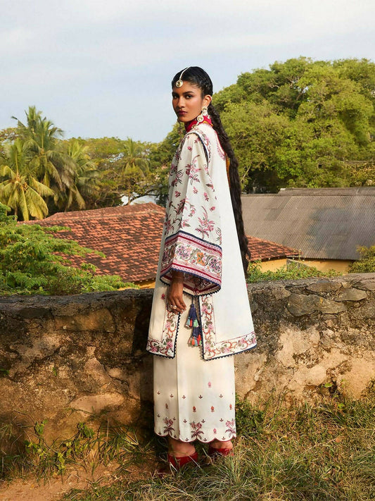 Jugnu by Hussain Rehar SS'25 Cotton Embroidered Unstitched 3-Piece Suit-Tibet