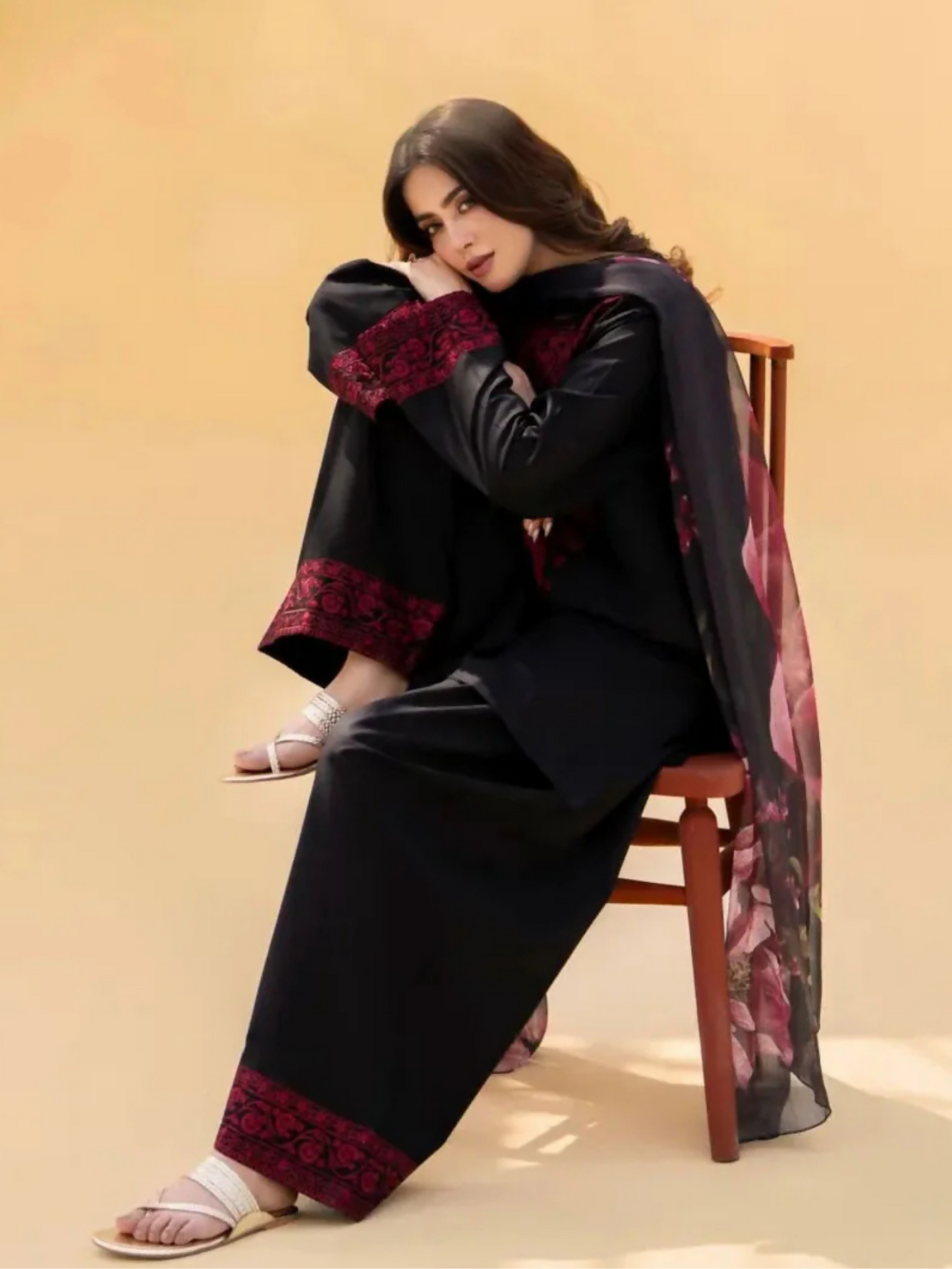 MH Cloth House Cotton Lawn Embroidered Stitched 3-Piece Suit-Mashal