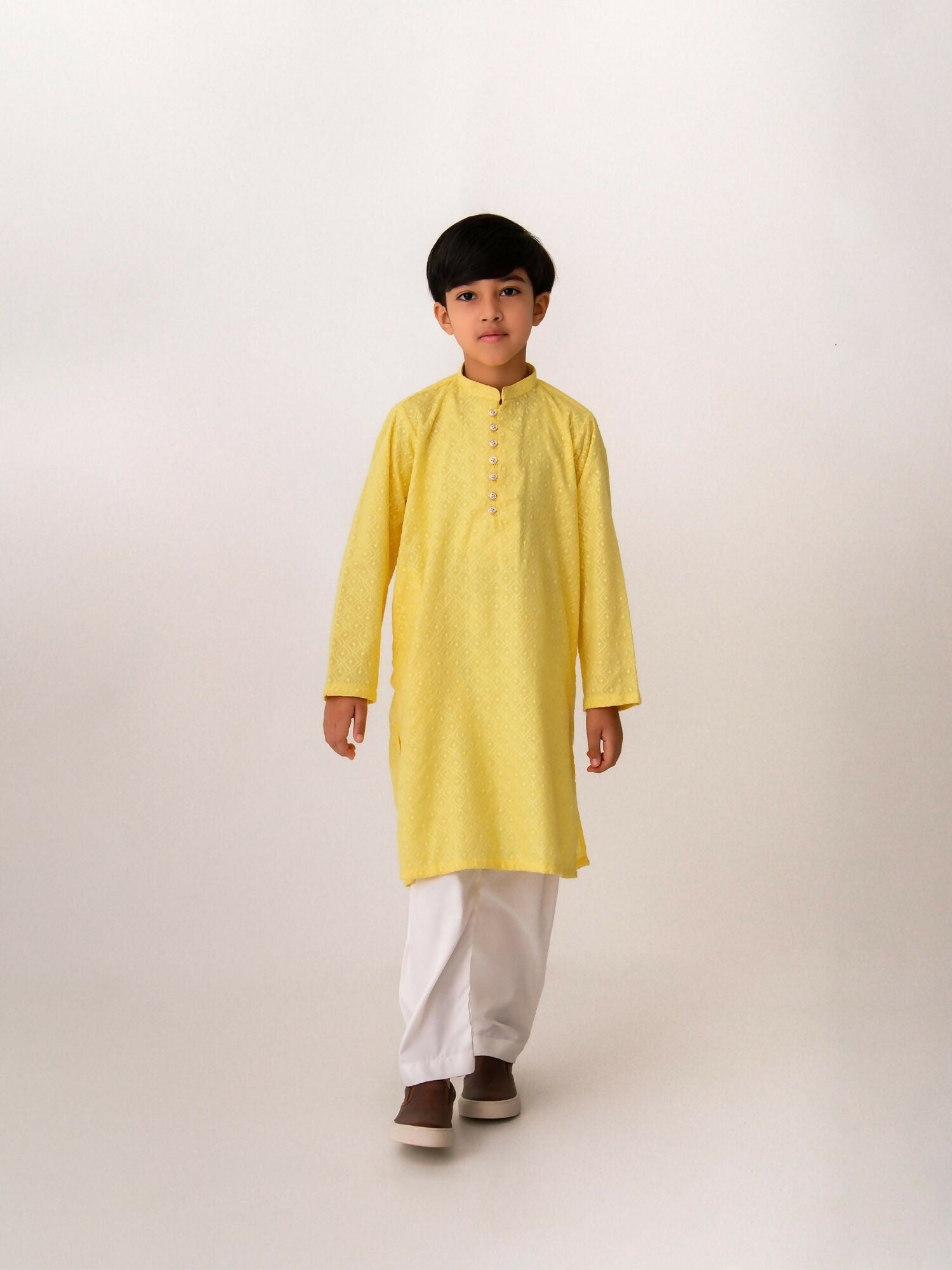 Kidoz Kloset Chikankari Embroidered Stitched Kurta Pajama-Butter Bloom-Boy