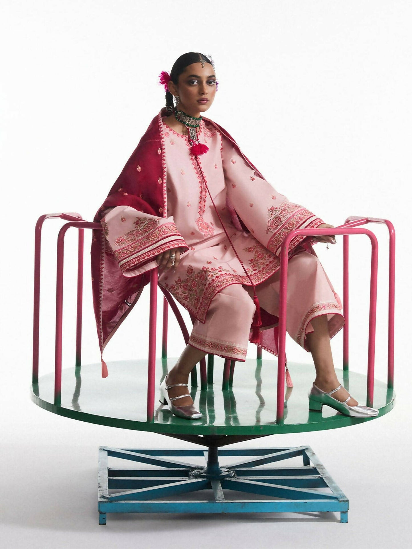 Jugnu by Hussain Rehar SS'25 Eid Pret Edit II Cotton Embroidered 2-Piece Suit-Giti