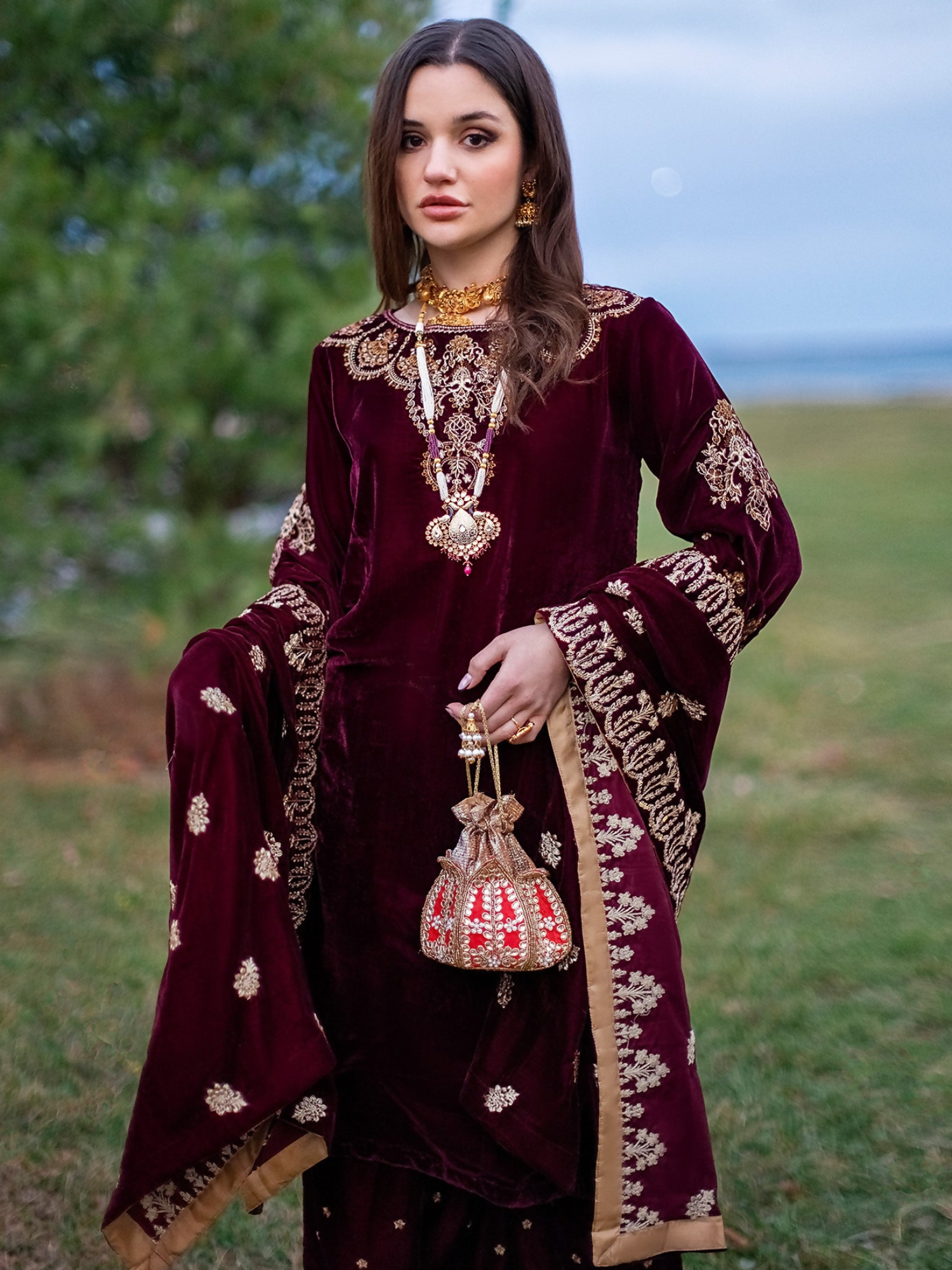 Panache Apparel Velvet Edit Micro Velvet 9000 Embroidered Stitched Suit-Elegance