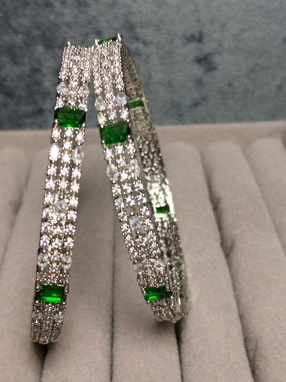 H&A Jewellery One Carat Silver Rhodium Plated Bangles with Semi-Precious Stones