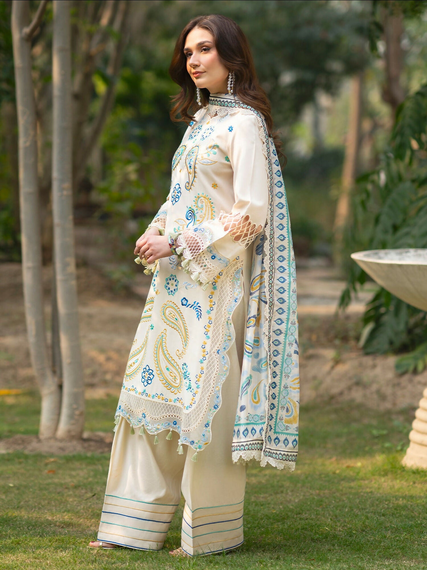 Mahnur Angan Lawn'26 Embroidered Stitched 3-Piece Suit-AN-005