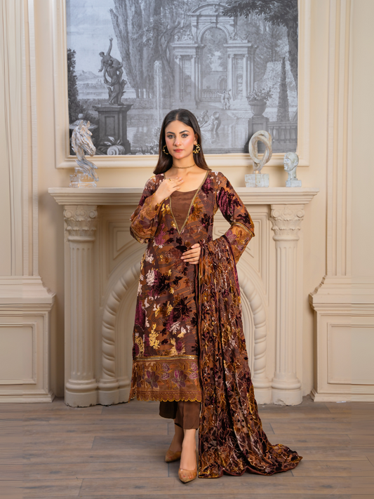 Noori Palachi Embossed Printed and Embroidered Unstitched 3-Piece Suit