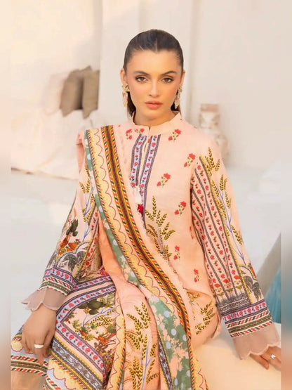 Gul Ahmed Maira Khaddar Printed Unstitched 3-Piece Suit-Desert Sand
