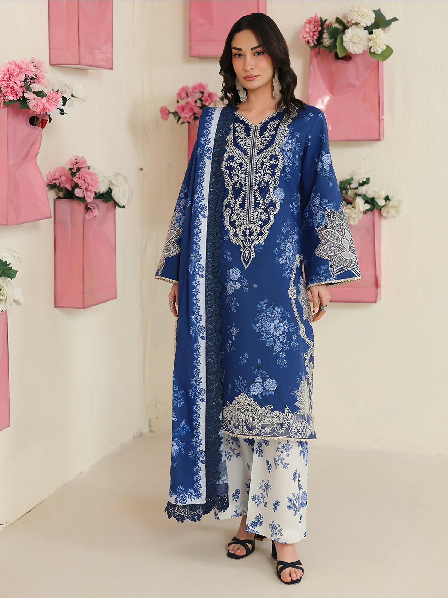 Mahnur Anaya Vol.2 Lawn Embroidered Stitched 3-Piece Suit-AN-2-03-Blue