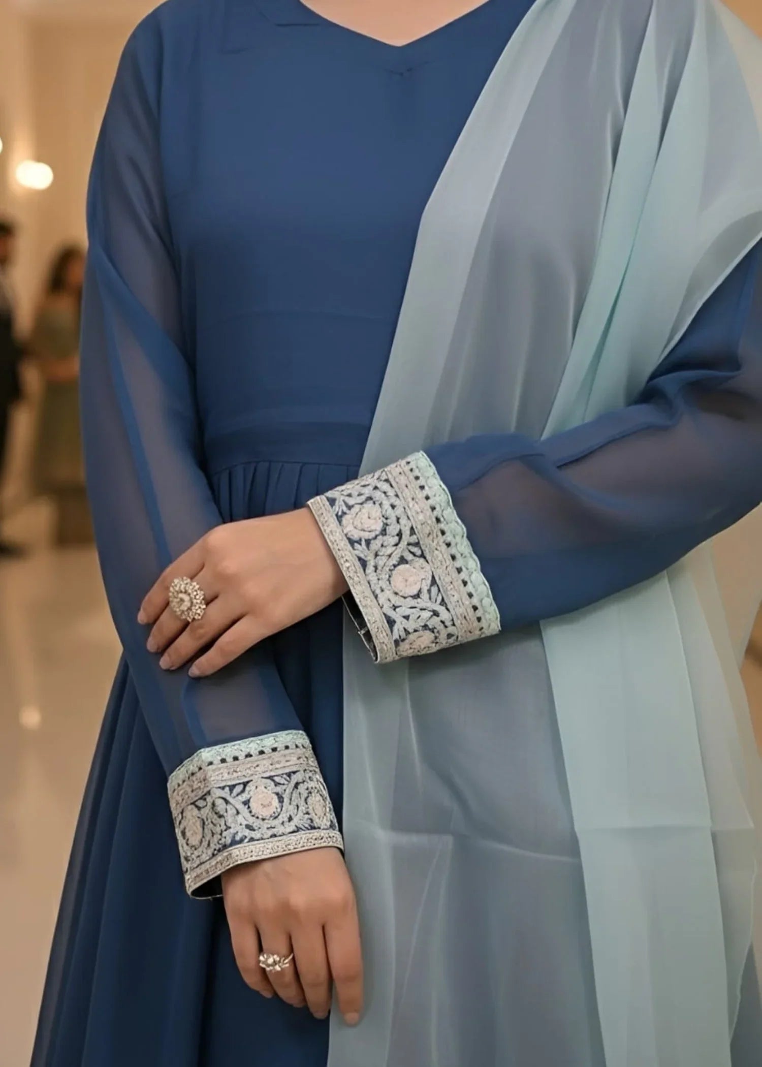 Blue-Duas Boutique Chiffon Maxi-Shaam-e-Sapphire