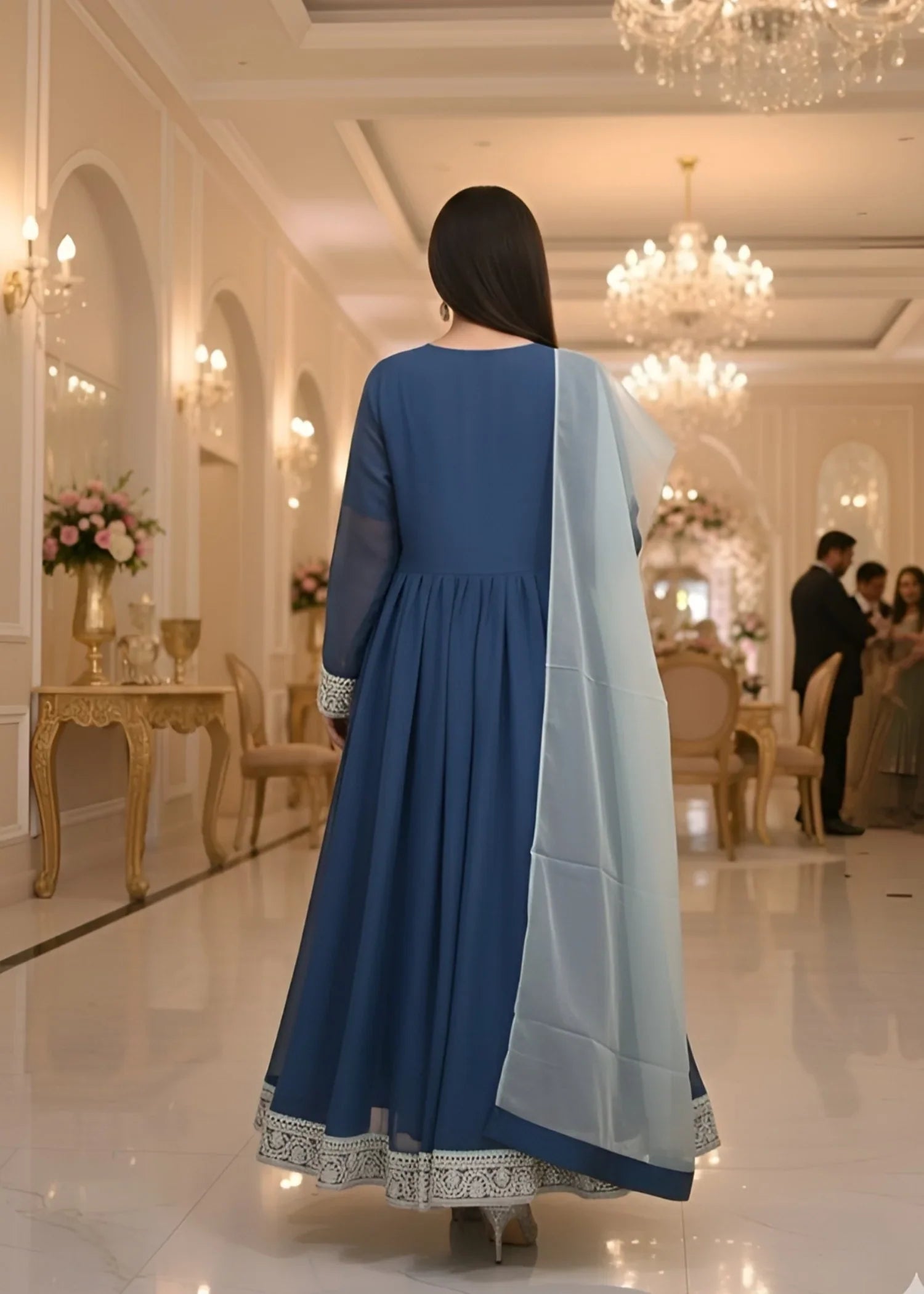 Blue-Duas Boutique Chiffon Maxi-Shaam-e-Sapphire