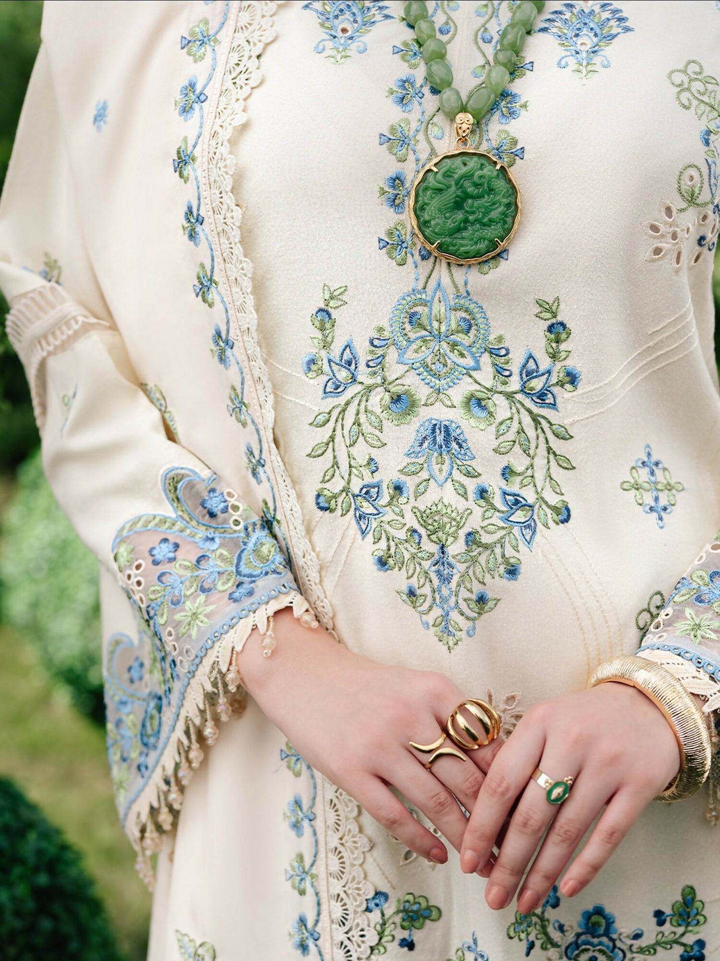 Mahnur Secret Garden Karandi Embroidered Stitched 3-Piece Suit–SG-001