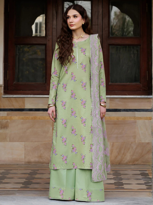 Green Panache Apparel Noor Mahal Cotton Printed Stitched Suit-Rehmaaz