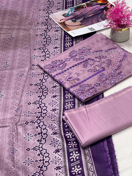 Bin Rehman Lawn Embroidered Unstitched 3-Piece Suit-D-125