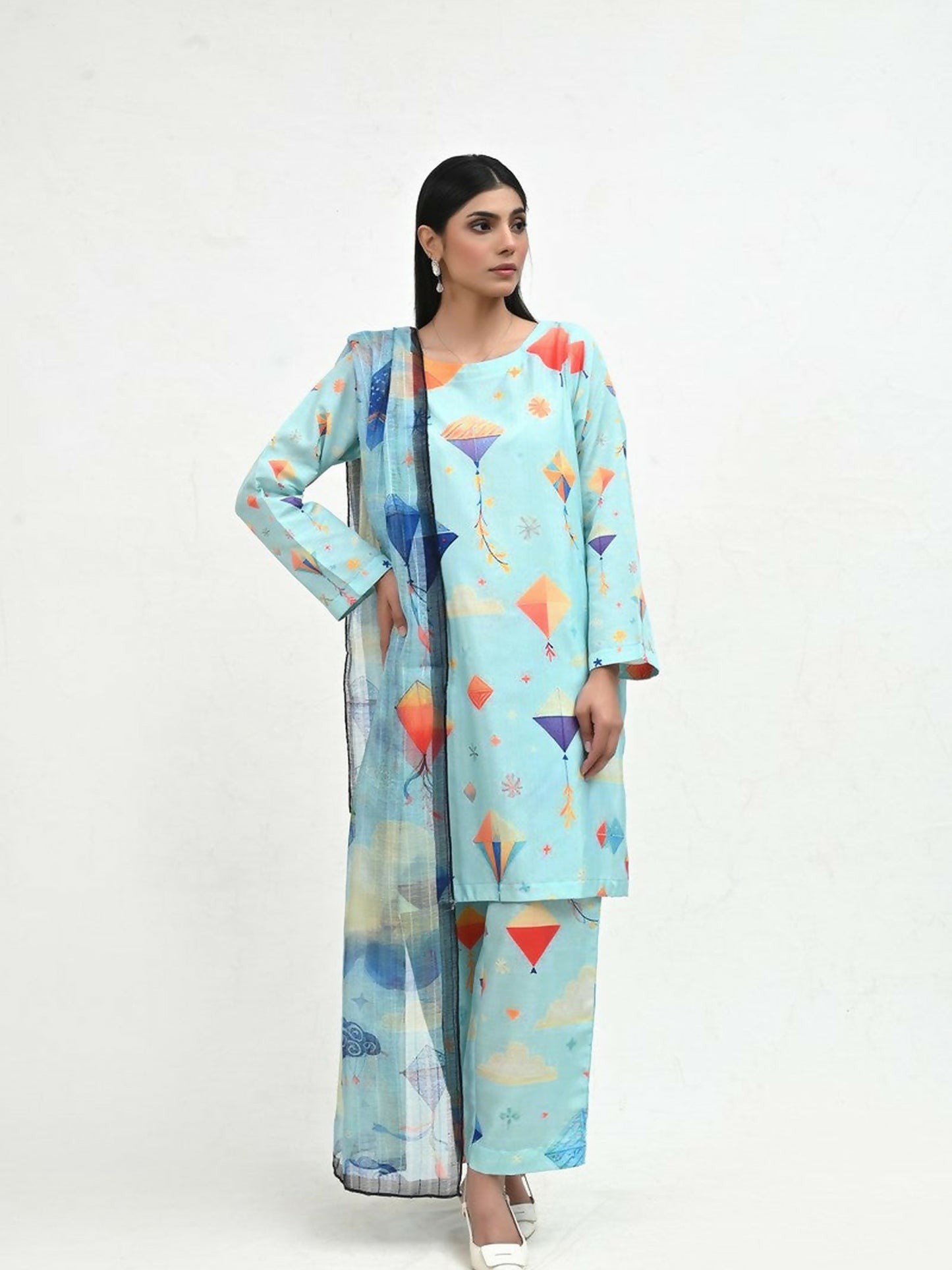 Imran Aftab Basant Mela Raw Silk Printed Stitched 3-Piece Suit-IARP 01