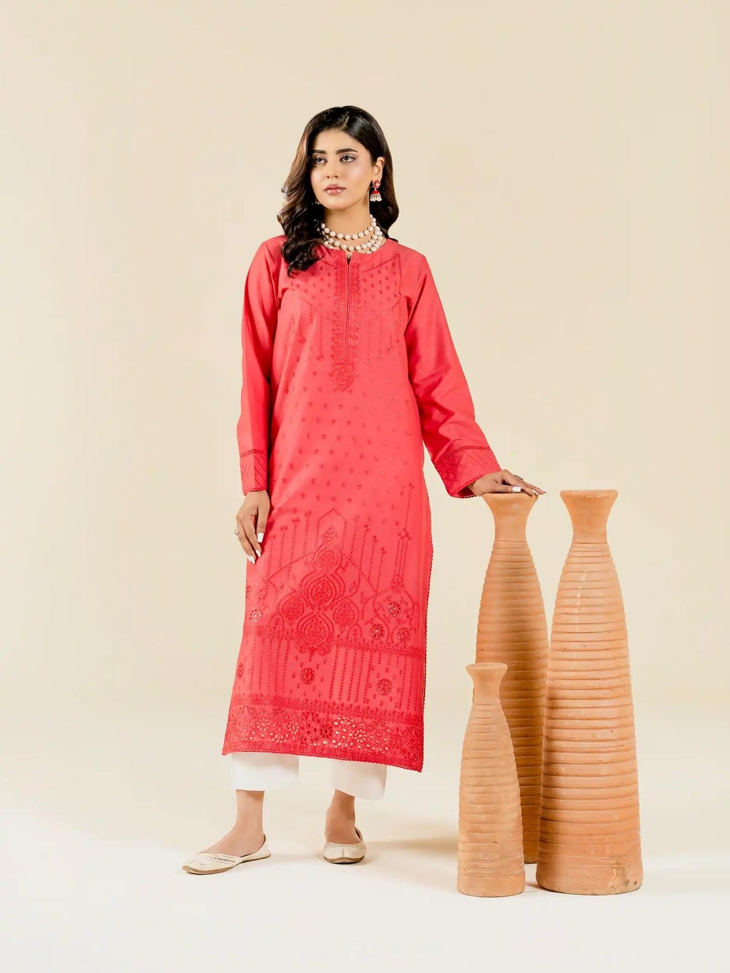 Pink-Rabazka Lawn Embroidered Stitched Shirt-WRTW-DELW-1PC-S26-01