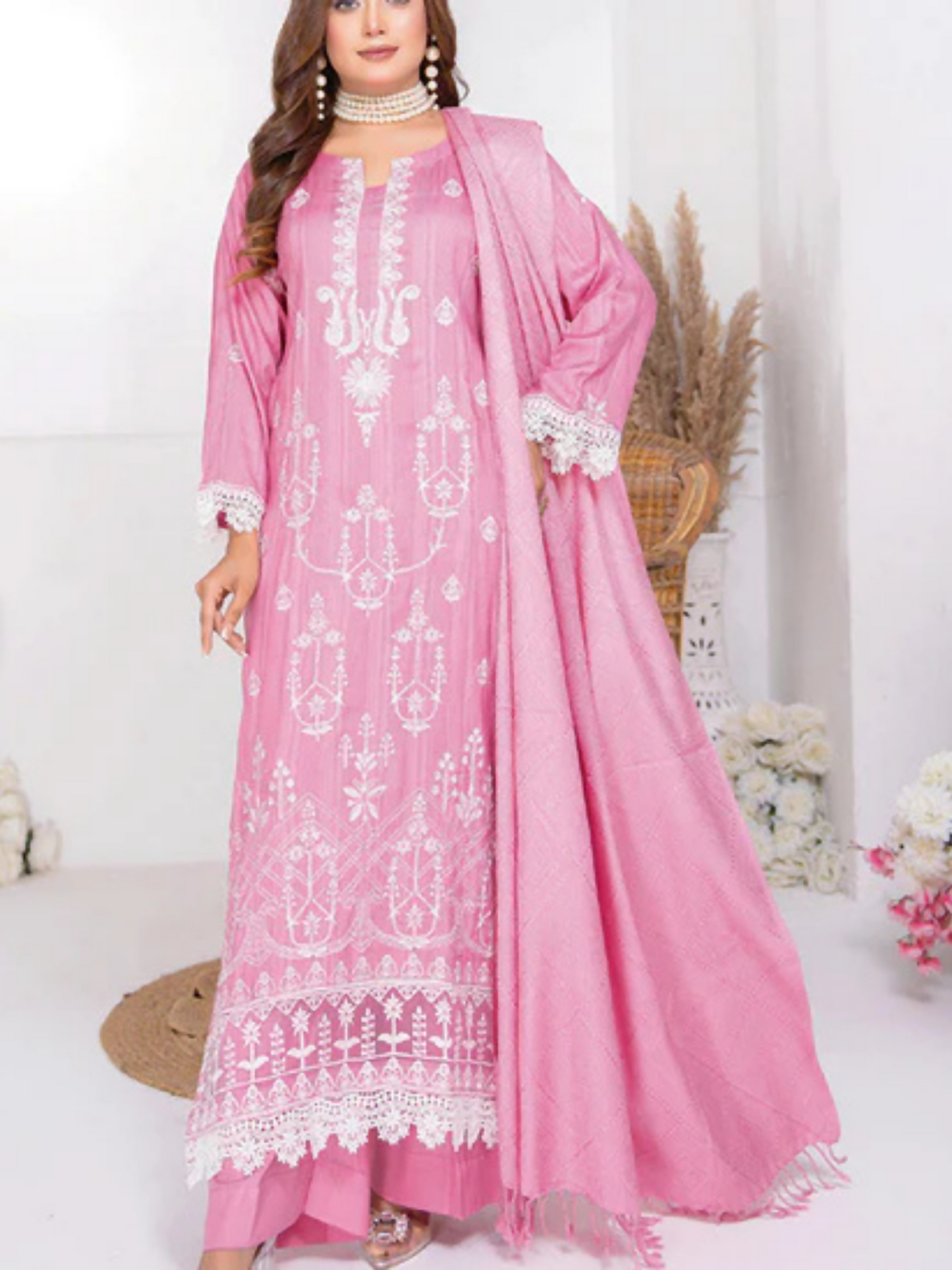 Anora Nora Staple Linen Embroidered Unstitched 3-Piece Suit-D-05