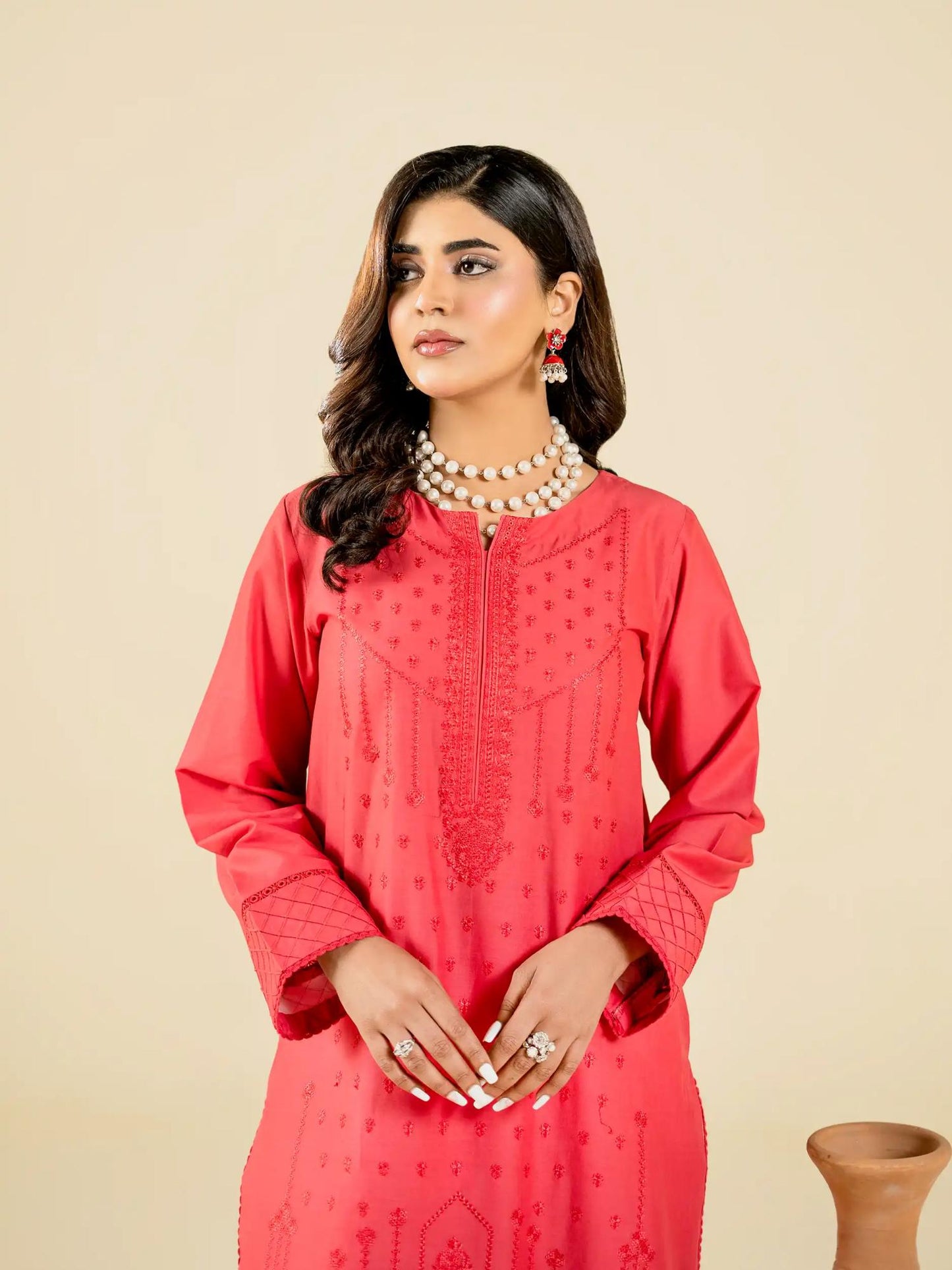 Pink-Rabazka Lawn Embroidered Stitched Shirt-WRTW-DELW-1PC-S26-01