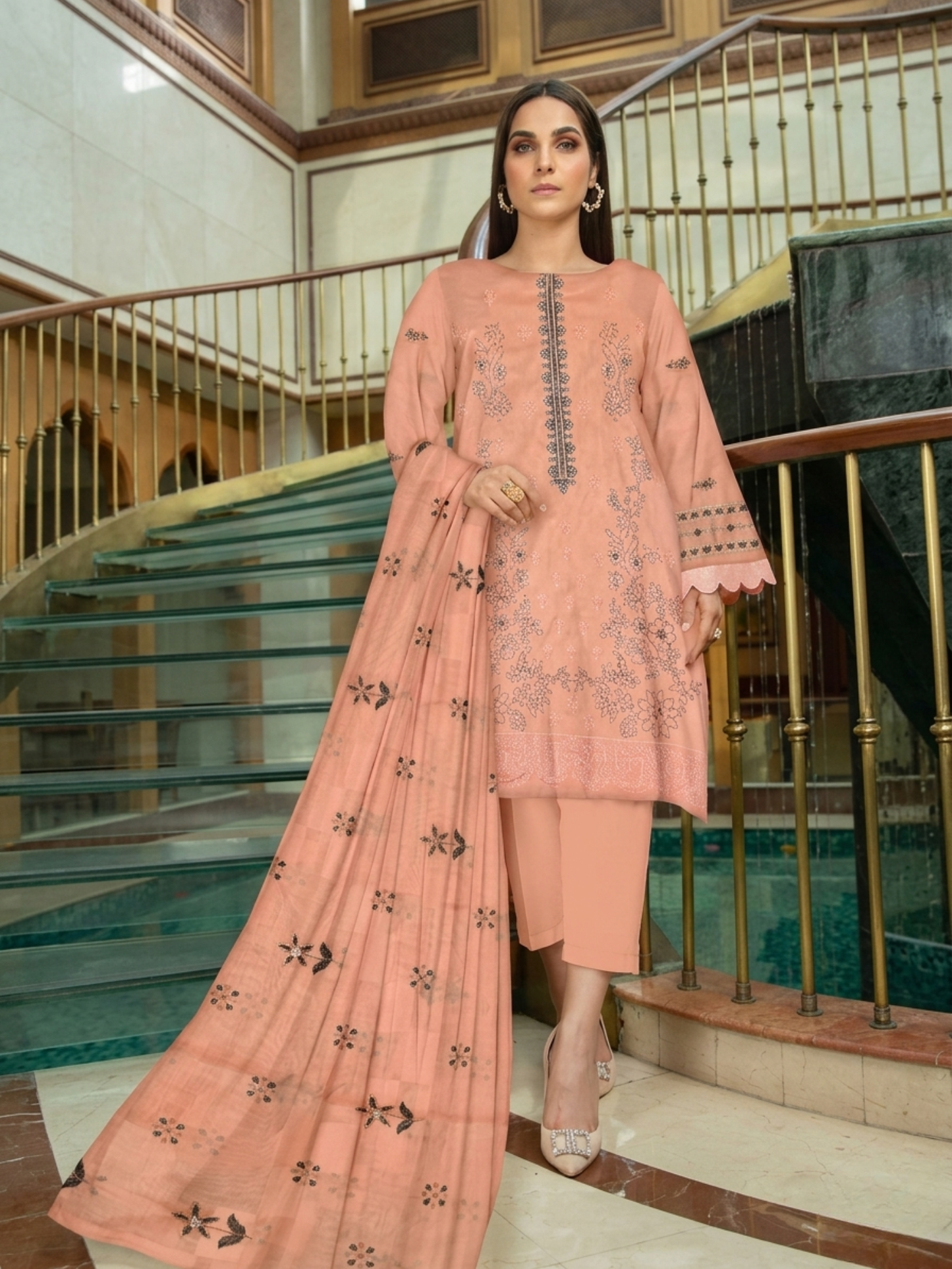 Bin Shaukat Noor e Chashm Vol 07 Lawn Embroidered Unstitched 3-Piece Suit-BGS-PMRS-D06
