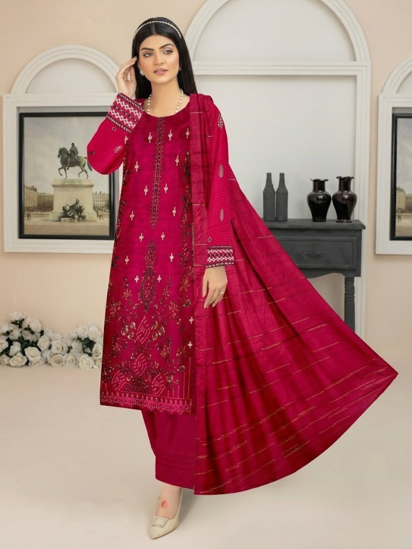 Bin Shaukat Noor e Chashm Vol 04 Lawn Embroidered Unstitched 3-Piece Suit-NRC-D01