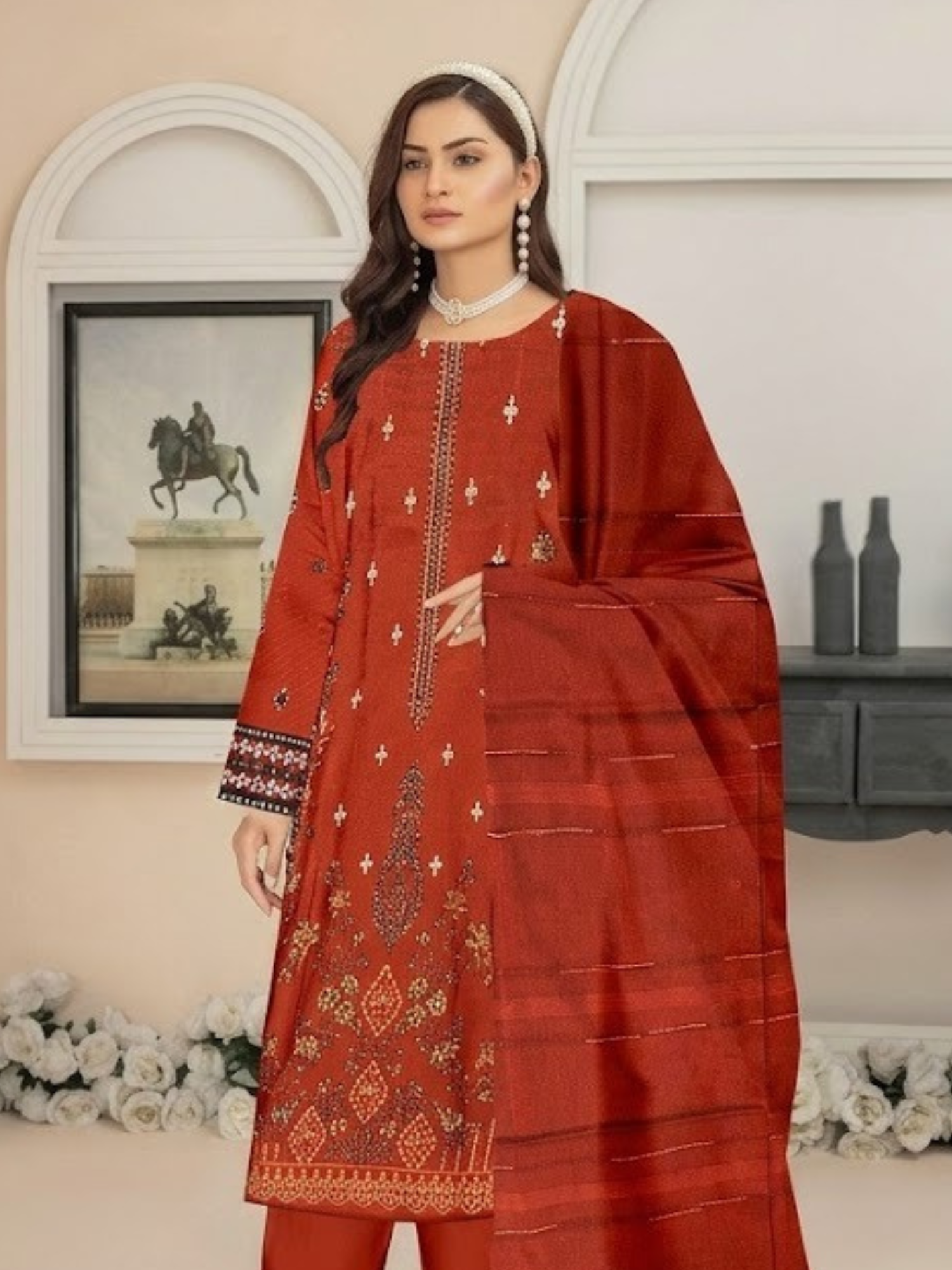Bin Shaukat Noor e Chashm Vol 04 Lawn Embroidered Unstitched 3-Piece Suit-NRC-D02