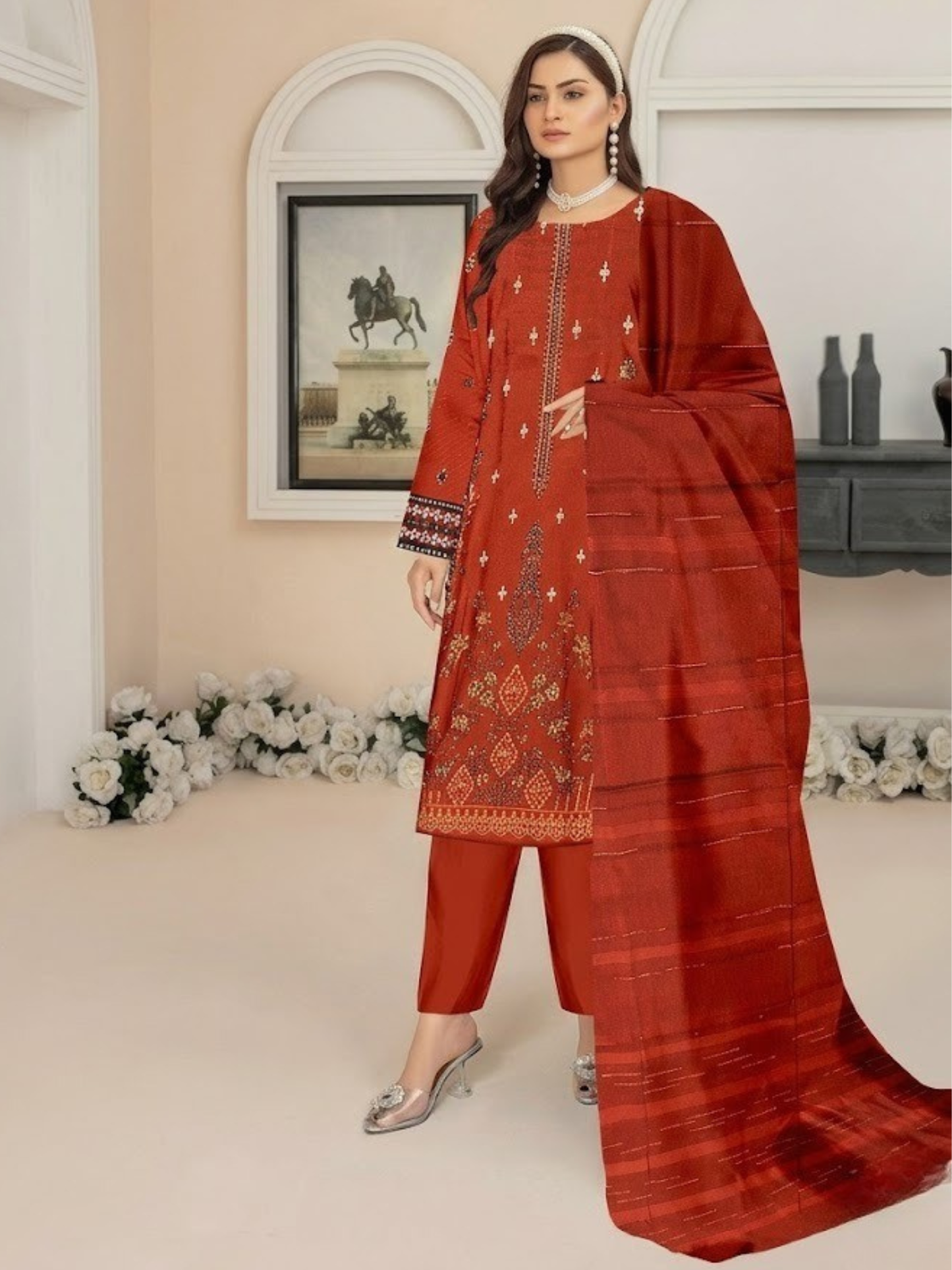 Bin Shaukat Noor e Chashm Vol 04 Lawn Embroidered Unstitched 3-Piece Suit-NRC-D02