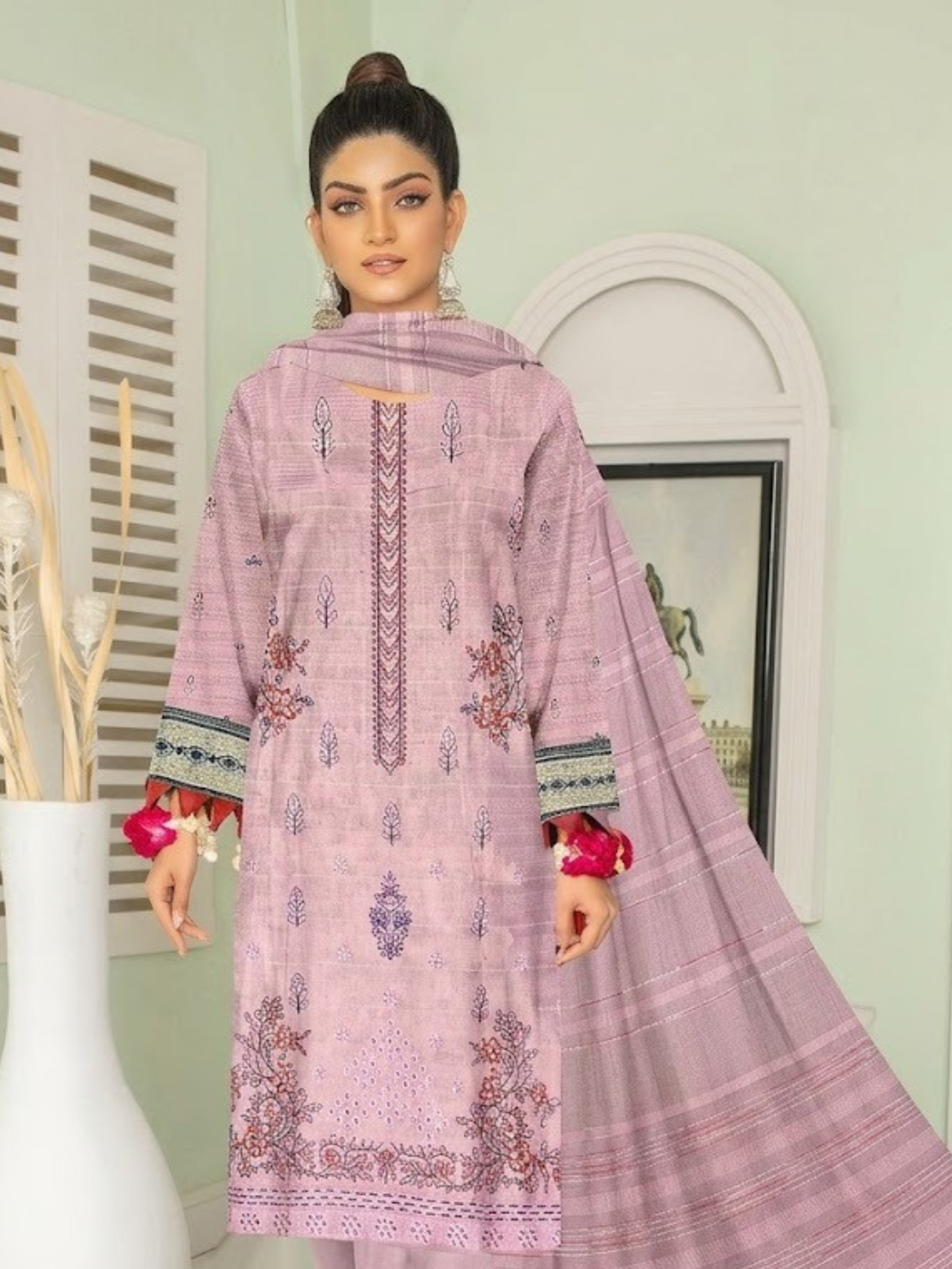 Bin Shaukat Noor e Chashm Vol 04 Lawn Embroidered Unstitched 3-Piece Suit-NRC-D07