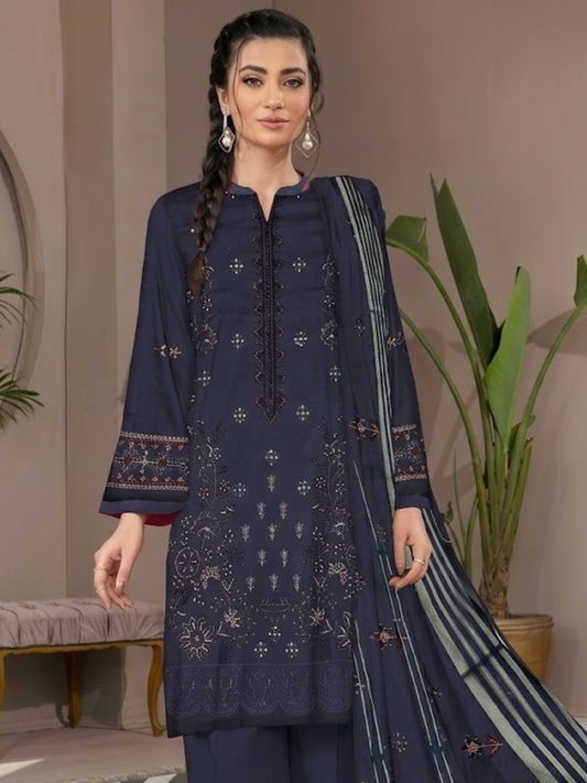 Blue-Bin Shaukat Noor e Chashm Vol 07 Lawn Embroidered Unstitched 3-Piece Suit-BGS-PMRS-D07