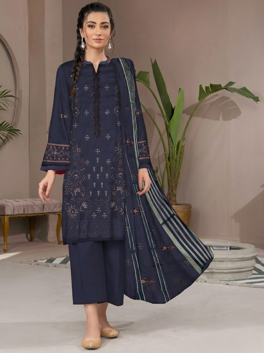 Blue-Bin Shaukat Noor e Chashm Vol 07 Lawn Embroidered Unstitched 3-Piece Suit-BGS-PMRS-D07