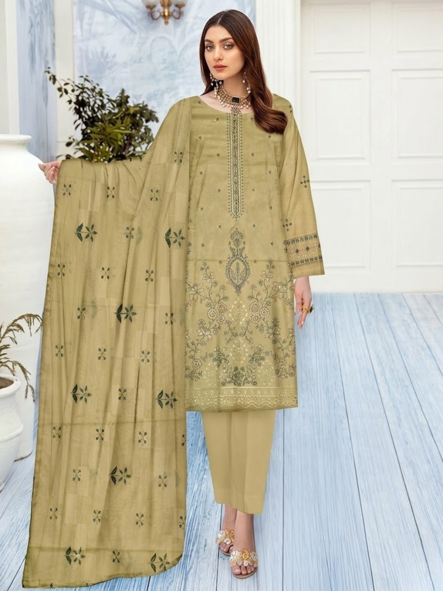 Bin Shaukat Noor e Chashm Vol 07 Lawn Embroidered Unstitched 3-Piece Suit-BGS-PMRS-D05