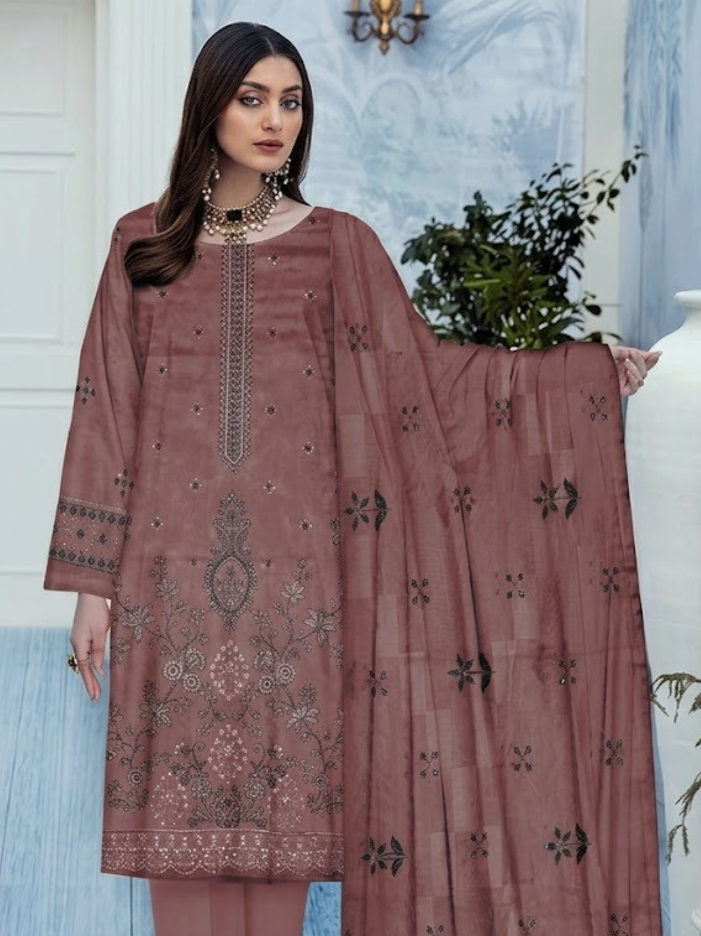 Bin Shaukat Noor e Chashm Vol 07 Lawn Embroidered Unstitched 3-Piece Suit-BGS-PMRS-D01