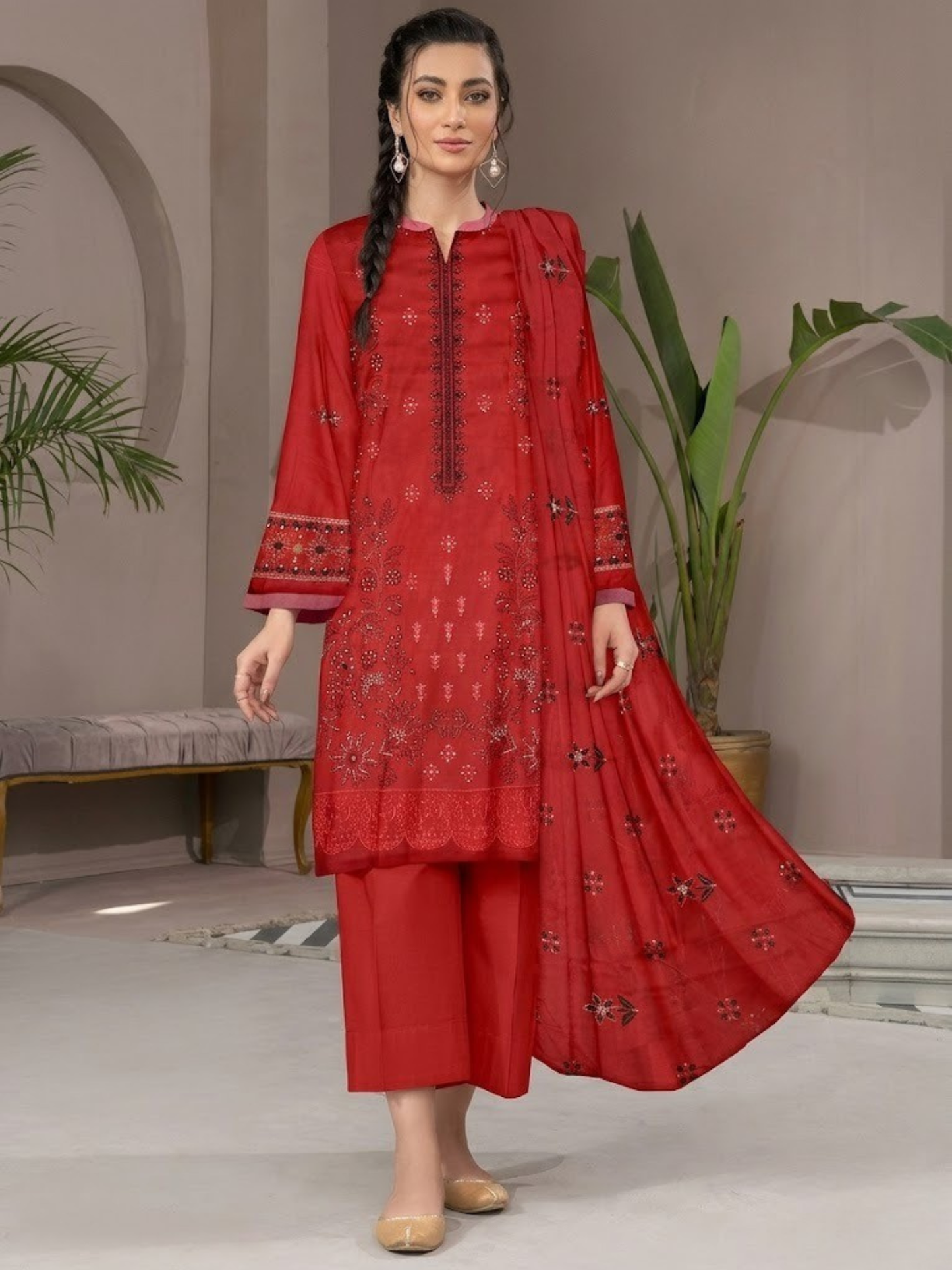 Red-Bin Shaukat Noor e Chashm Vol 07 Lawn Embroidered Unstitched 3-Piece Suit-BGS-PMRS-D03