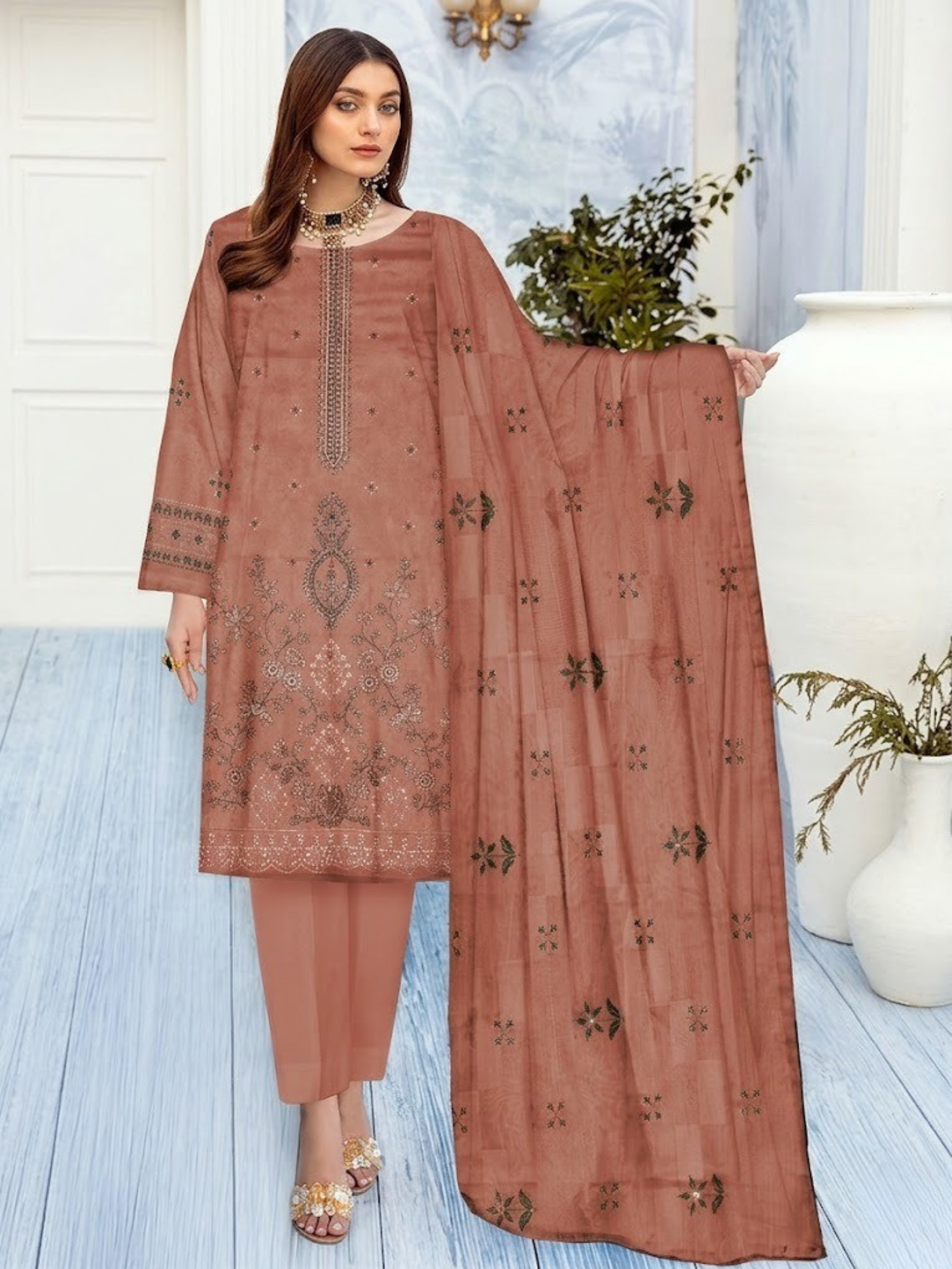 Bin Shaukat Noor e Chashm Vol 07 Lawn Embroidered Unstitched 3-Piece Suit-BGS-PMRS-D01