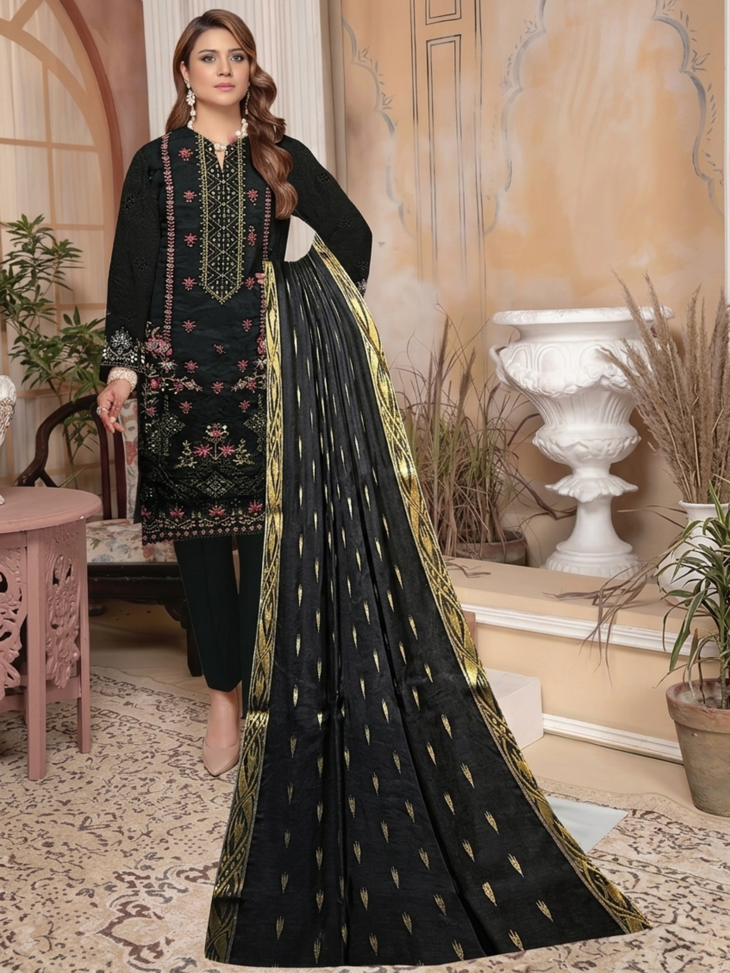 Black-Bin Shaukat Lawn Embroidered Unstitched 3-Piece Suit-02