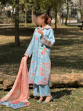 Blue Sehrish Kanwal Festive Print'26 Lawn Embroidered Unstitched 3-Piece Suit-Slona