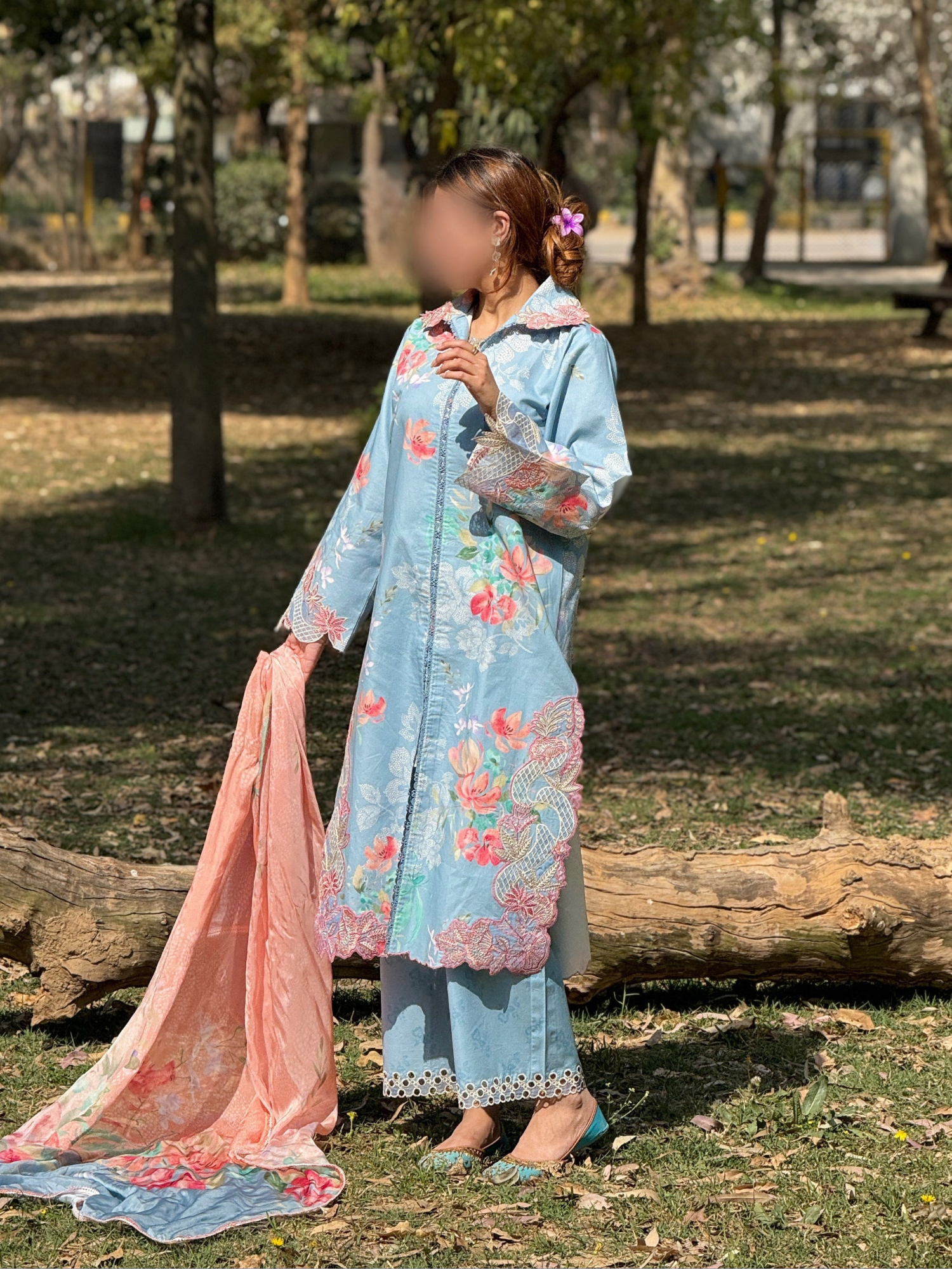 Blue Sehrish Kanwal Festive Print'26 Lawn Embroidered Unstitched 3-Piece Suit-Slona