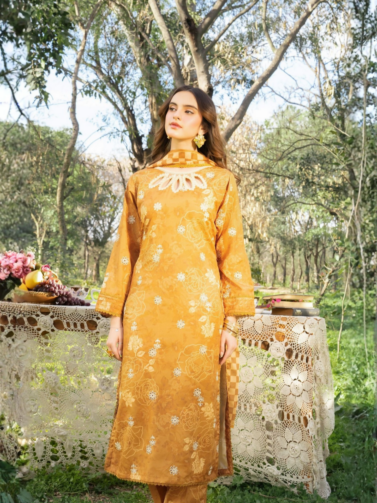 Panache Apparel Lawn Embroidered Stitched Suit-Spice