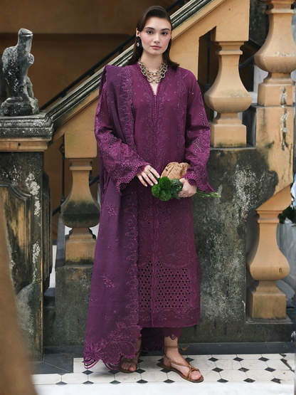 Qalamkar Qline Lawn Drop-1 Embroidered Unstitched 3-Piece Suit-RP-08-Liora