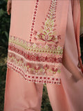 Hemstitch Lawn Embroidered Stitched 3-Piece Suit-Pinky Peony