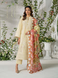 Cream Rabazka Lawn Embroidered Unstitched 3-Piece Suit-WUS-DELW-3P-S26-07